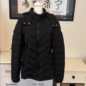 Guess Women's Black Hooded Puffer Jacket